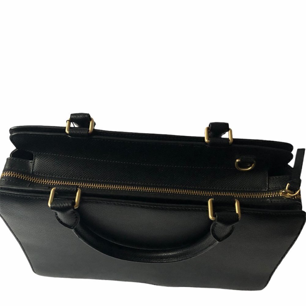 NWT Donna Karan Rina Black Leather Gold Floral Embellished Crossbody Tote Bag - Picture 9 of 9